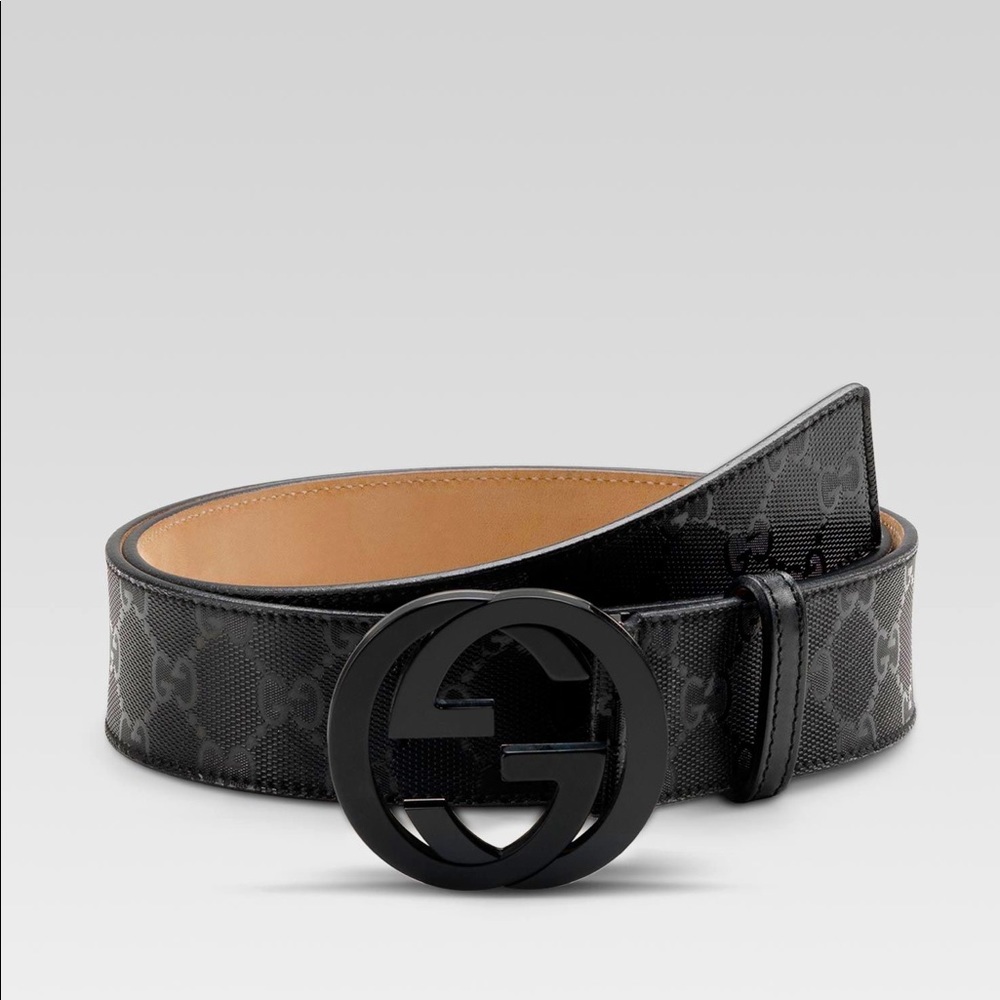 Gucci Black Canvas Interlocking G Buckle Belt